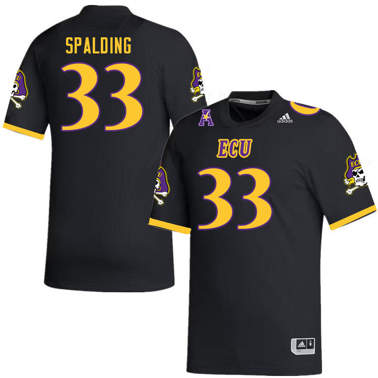 Men #33 Brock Spalding ECU Pirates 2023 College Football Jerseys Stitched-Black